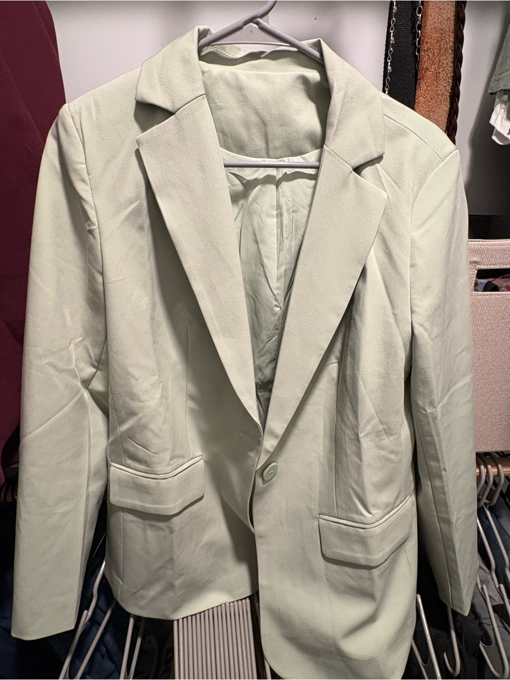 Women’s Light Mint Green Single-Button Blazer